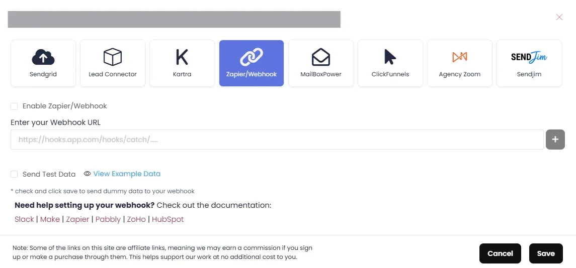 webhook setup Exactmatch daoard