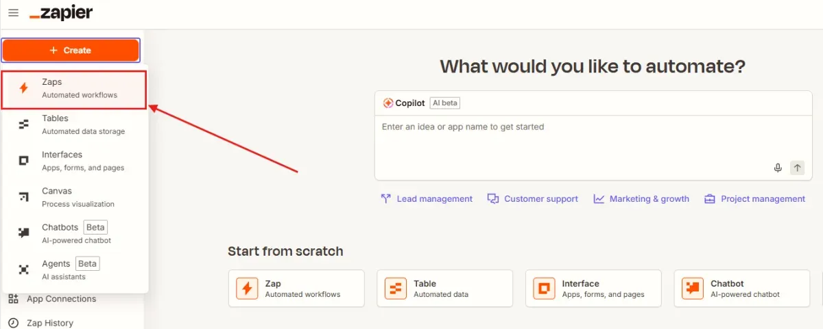 zapier dashboard